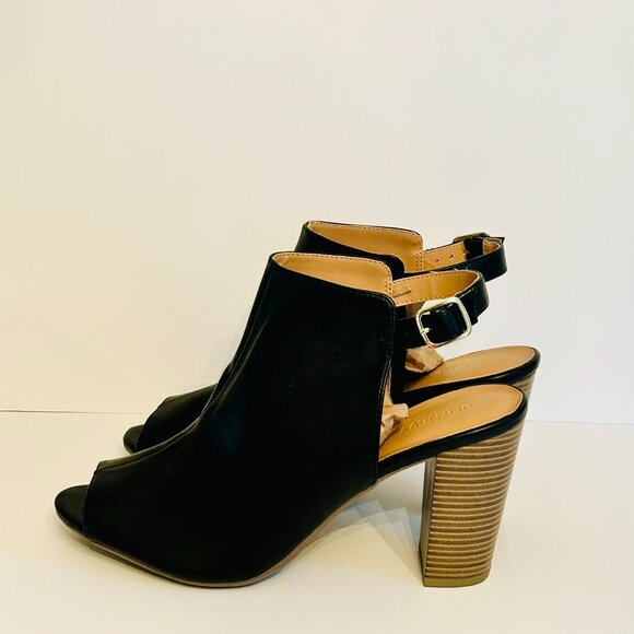 Old Navy Sling Back Peep Toe Stacked Heel Bootie in Black Size 10 - Picture 4 of 8